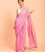 Suta Pink & White Printed Pure Cotton Saree