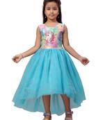 Beige printed nylon kids-frocks