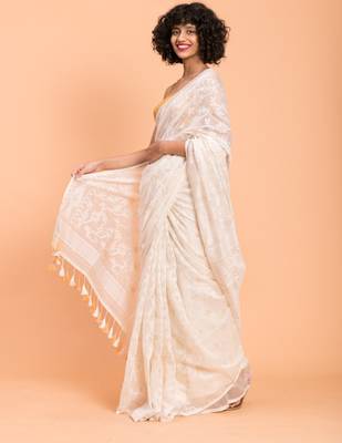 Suta White Woven Cotton Saree 4