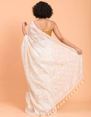 Suta White Woven Cotton Saree 5