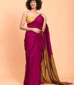 Suta Pink & Gold-Toned cotton colorblocked Saree