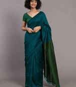 Suta Wome Blue Green Colourblocked Saree