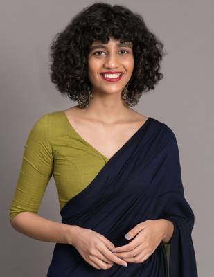 Suta Blue & Green Colourblocked Cotton Blend Saree 2