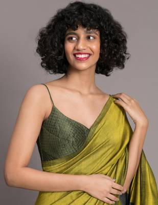 Suta Green Blue Colourblocked Cotton Blend Saree 2