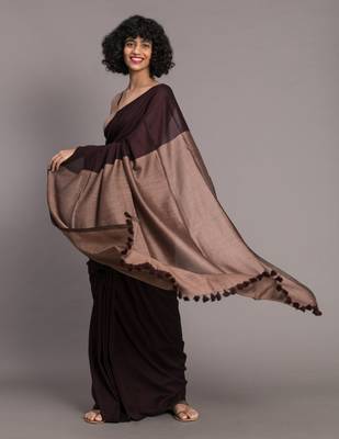 Suta Brown Colourblocked Cotton Blend Saree 1