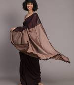 Suta Brown Colourblocked Cotton Blend Saree