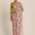 Suta Women Pink  Blue Strokes Printed Chiffon Saree