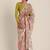 Suta Women Pink  Blue Strokes Printed Chiffon Saree