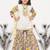 Little Bansi Cotton Floral Embroidery Kurta with Floral Detaling and and Floral Sharara with Dupatta - White and Yellow