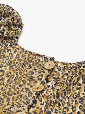 Brown printed georgette long-dresses 2