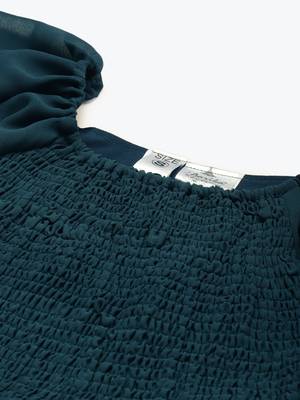 Green plain georgette long-dresses 2