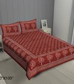 Ridan Cotton Printed  Deewan Size Sanganeri bed sheet with two pillow cover