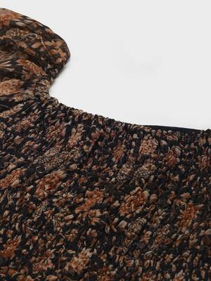 Brown printed georgette long-dresses 2