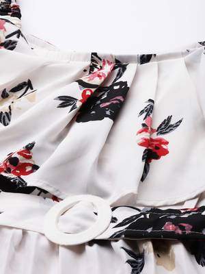 White printed georgette long-dresses 2