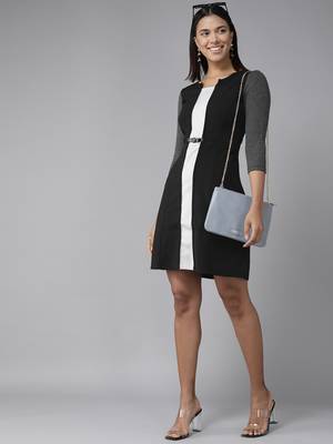 Black plain georgette short-dresses 1