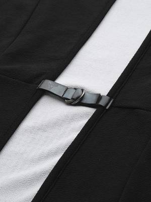 Black plain georgette short-dresses 2