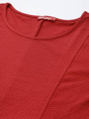 Red plain georgette short-dresses 2