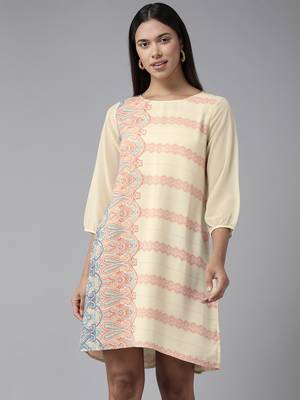 Fawn printed georgette short-dresses 1