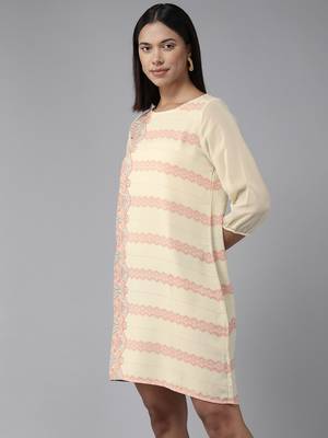 Fawn printed georgette short-dresses 3