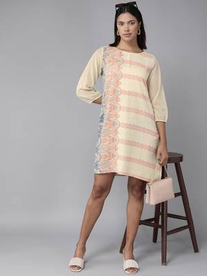 Fawn printed georgette short-dresses 5