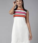 Cream plain georgette long-dresses