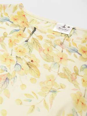 Yellow printed georgette long-dresses 2