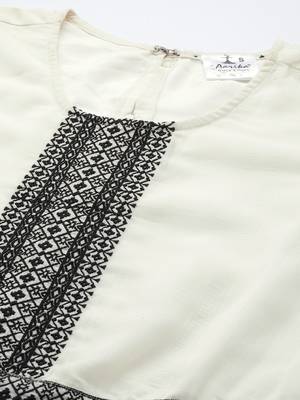 Cream embroidered georgette short-dresses 2