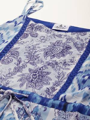 Blue printed georgette long-dresses 2