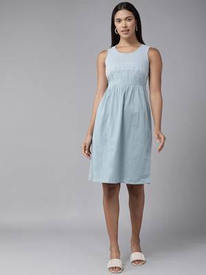 Grey embroidered georgette long-dresses 1