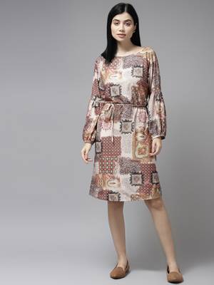 Multicolor printed georgette long-dresses 1