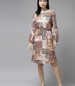 Multicolor printed georgette long-dresses