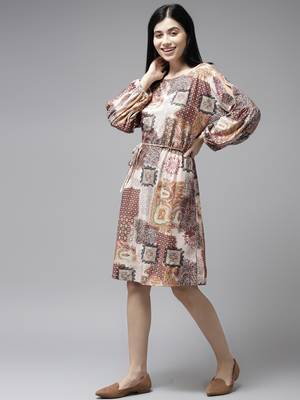 Multicolor printed georgette long-dresses 3