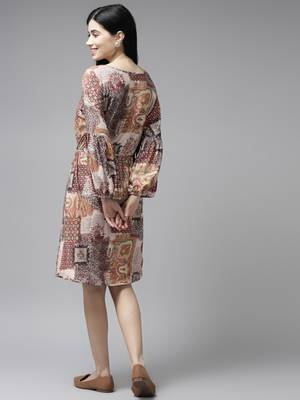 Multicolor printed georgette long-dresses 4