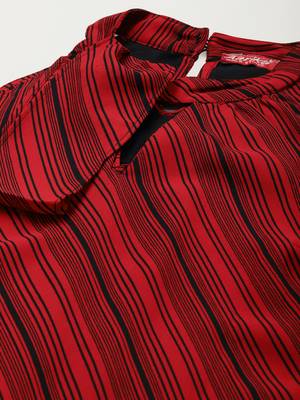 Red printed georgette long-dresses 2