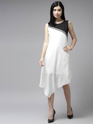 White plain georgette long-dresses 1