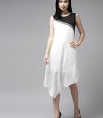 White plain georgette long-dresses