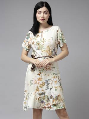Multicolor printed georgette long-dresses 1