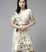 Multicolor printed georgette long-dresses