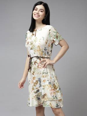 Multicolor printed georgette long-dresses 3