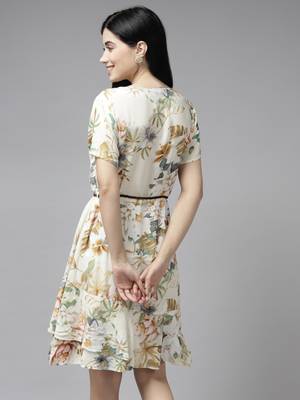 Multicolor printed georgette long-dresses 4