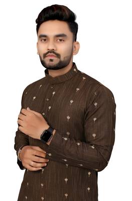 Brown Color Woven Viscose Rayon Styles Men's Wear Kurta. 1