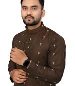 Brown Color Woven Viscose Rayon Styles Men's Wear Kurta.