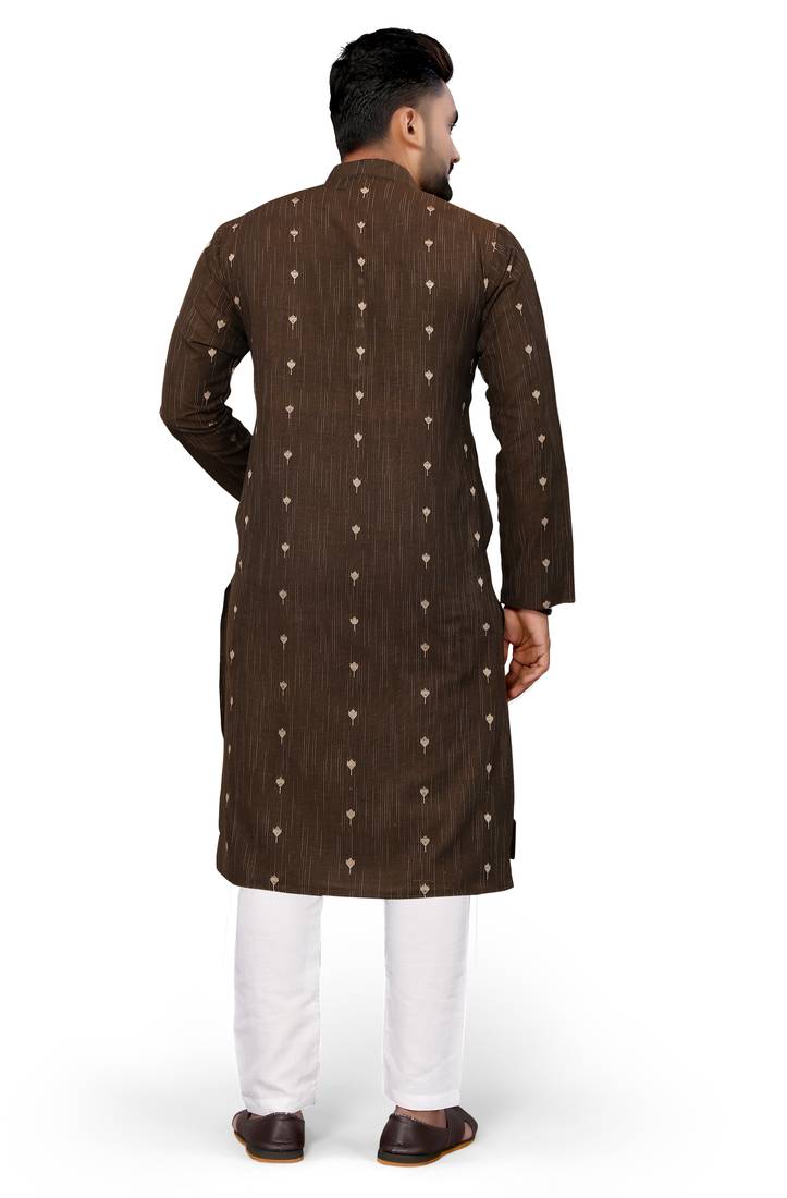 Brown Color Woven Viscose Rayon Styles Men's Wear Kurta.
