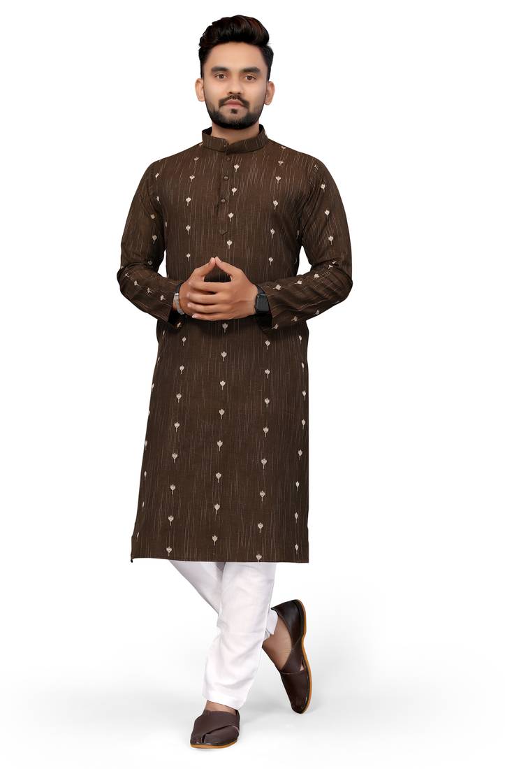 Brown Color Woven Viscose Rayon Styles Men's Wear Kurta.