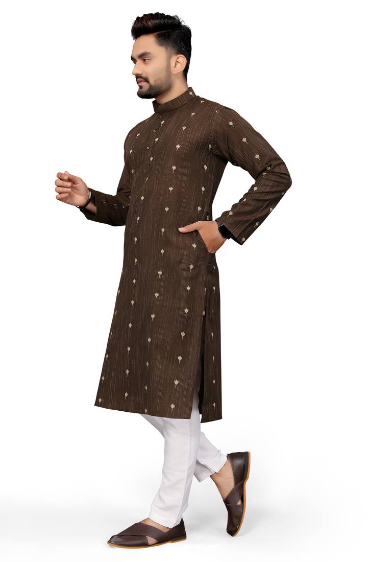 Brown Color Woven Viscose Rayon Styles Men's Wear Kurta.