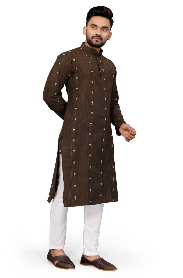 Brown Color Woven Viscose Rayon Styles Men's Wear Kurta.
