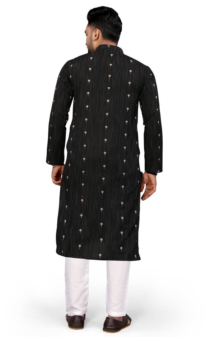 Black Color Woven Viscose Rayon Styles Men's Wear Kurta.