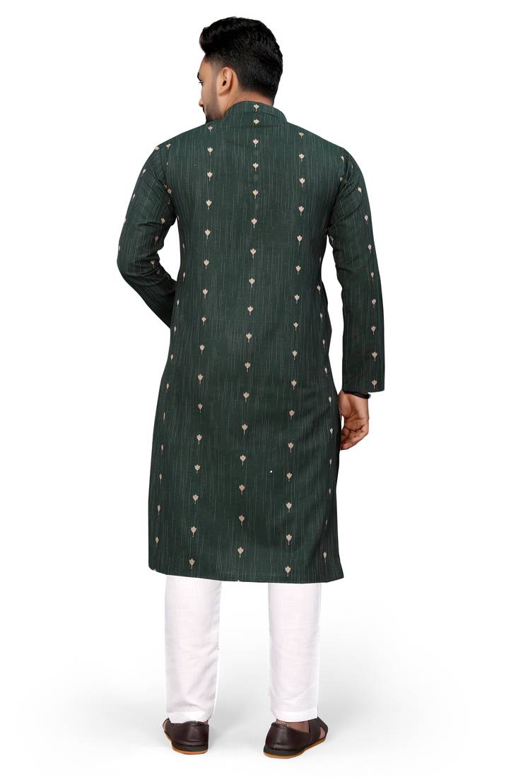 Bottle green Color Woven Viscose Rayon Styles Men's Wear Kurta.