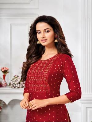 Modal Silk Kurtis With All Over Butti And Embroidery 2