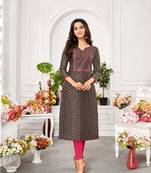 Modal Silk Kurtis With All Over Butti And Embroidery
